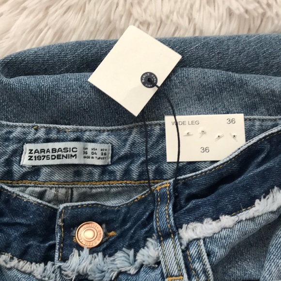 Zara Z1975 Basic Denim Wide Leg Split Seam - Picture 2 of 5